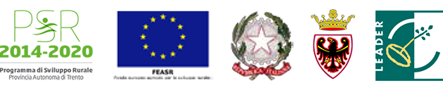 Loghi PSR 2014-2020, Unione Europea FEASR, Repubblica Italiana, Provincia autonoma di Trento, Leader