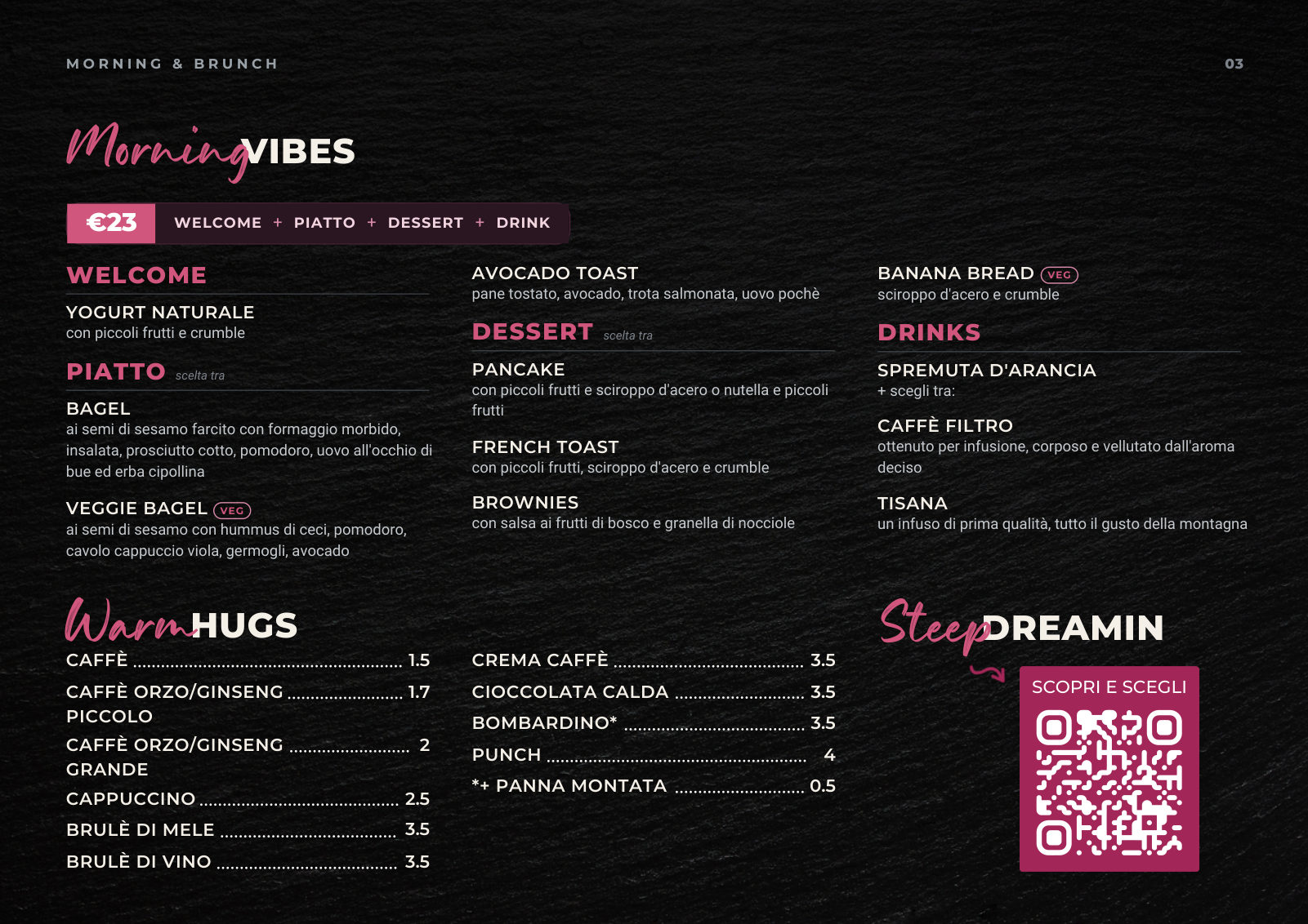 Menu Bistrò Bazzario · Morning e Brunch