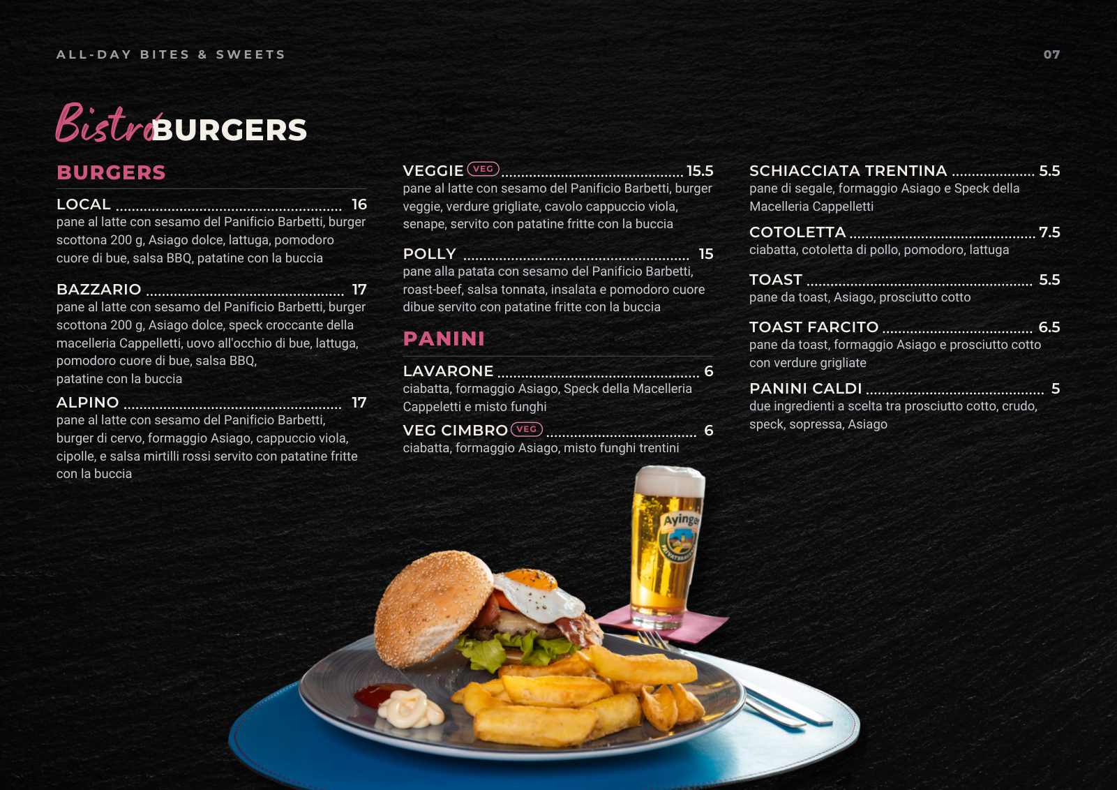 Menu Bistrò Bazzario · burger e panini