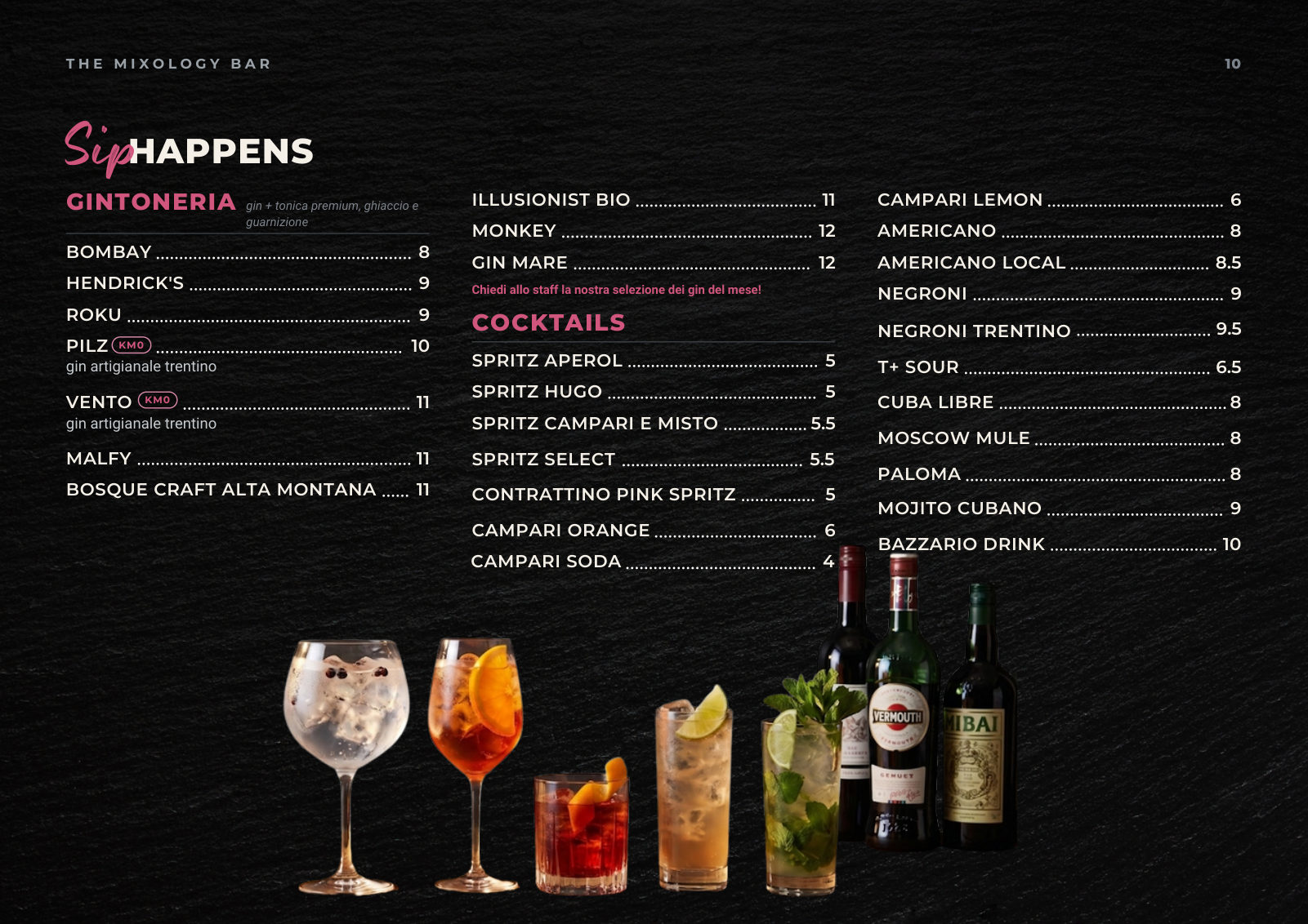 Menu Bistrò Bazzario · cocktail e gin