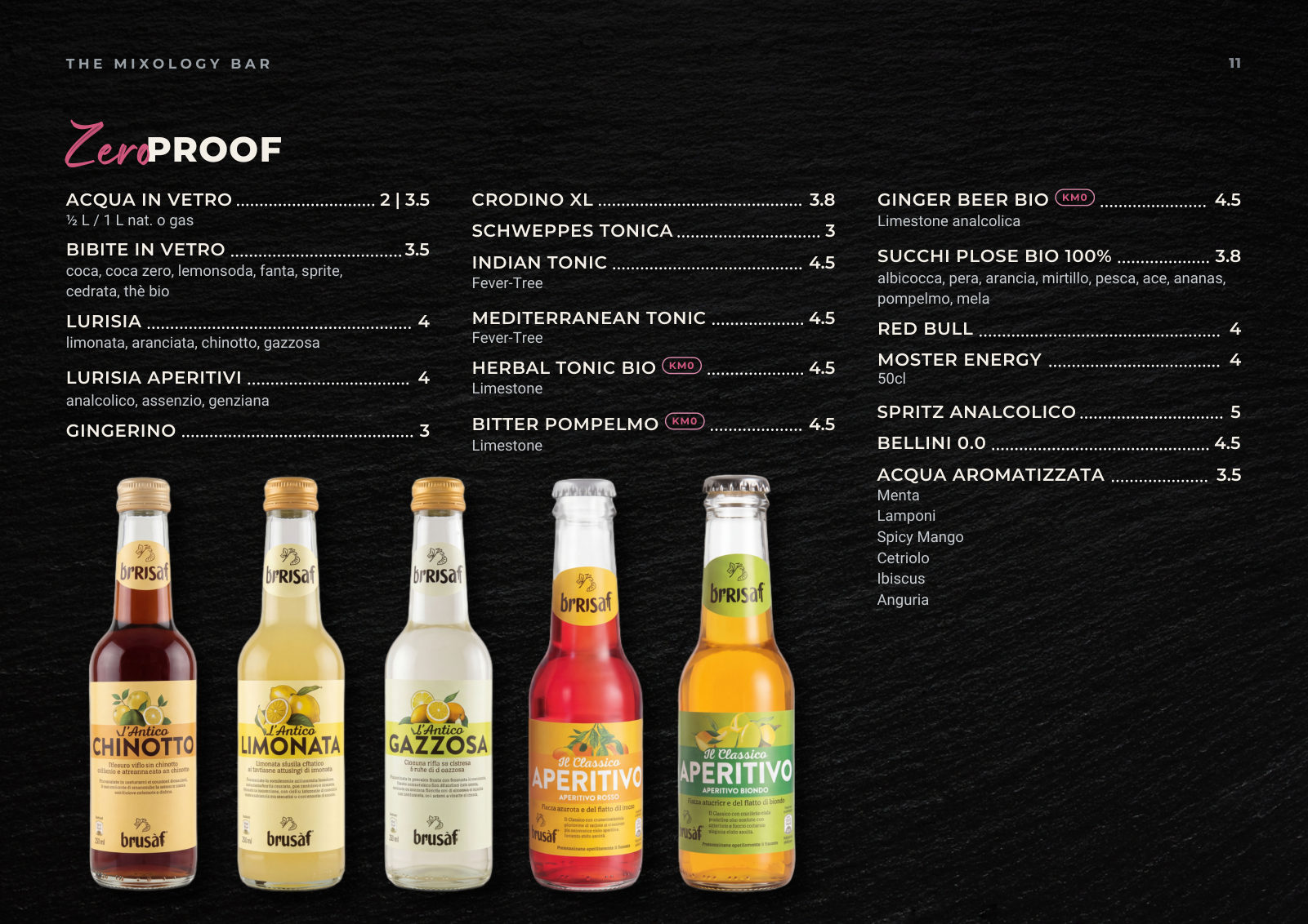 Menu Bistrò Bazzario · analcolici