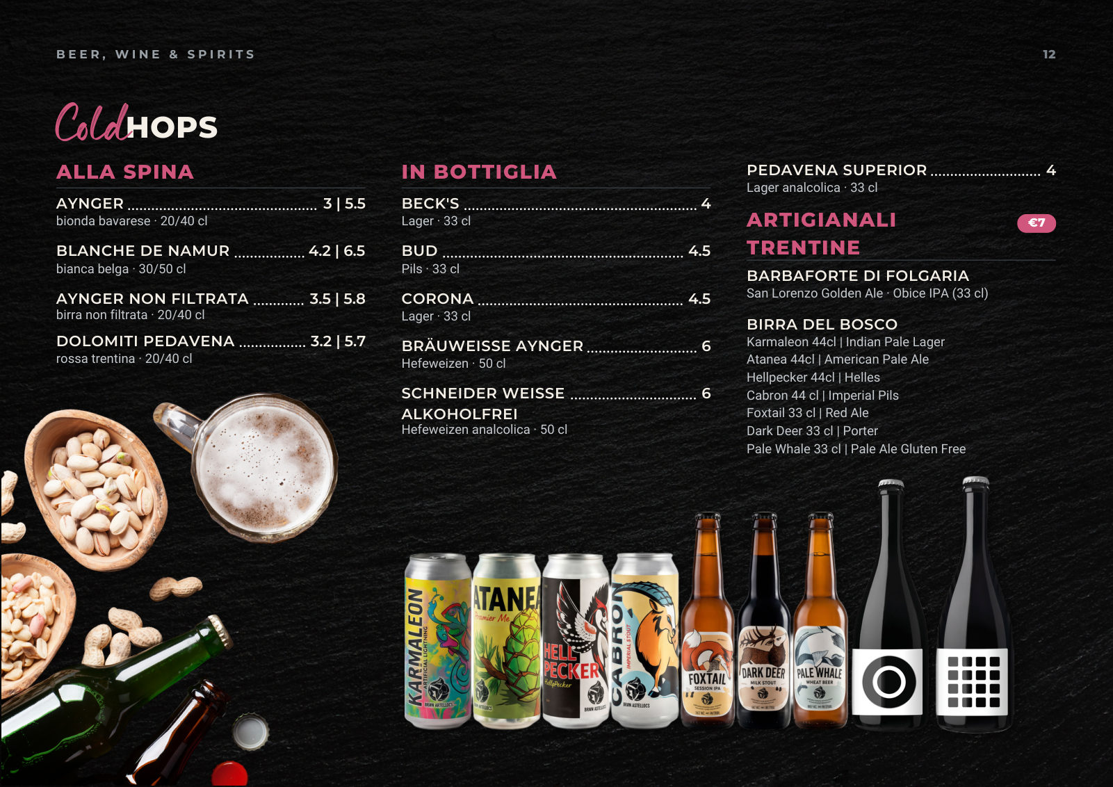 Menu Bistrò Bazzario · birre